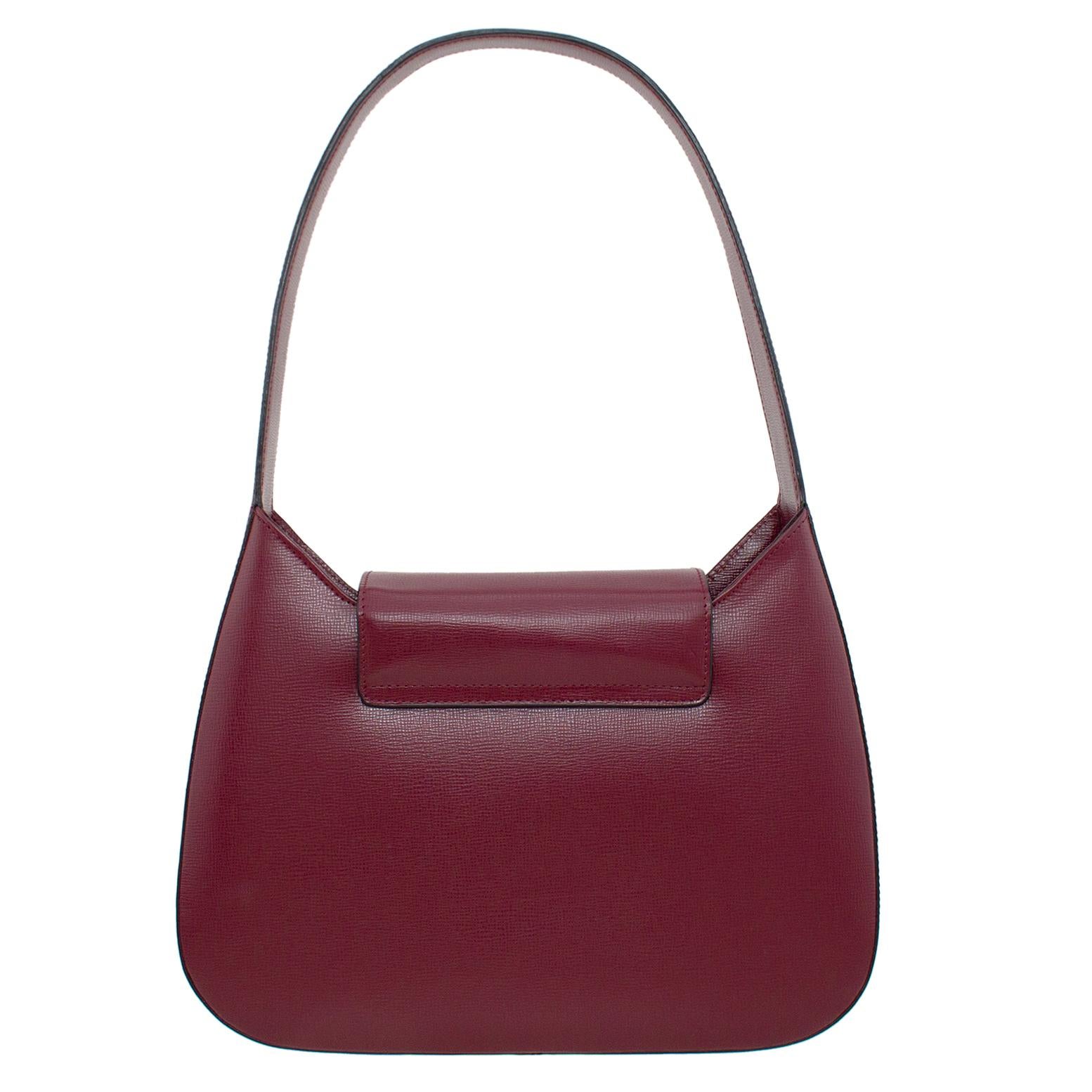 1990s Cartier Maroon Leather Structured Bag  In Excellent Condition In Toronto, Ontario