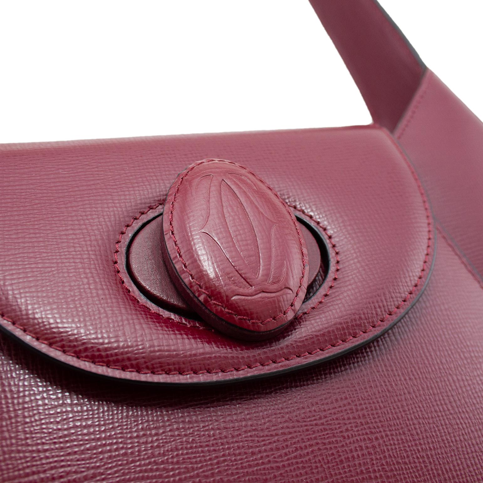 1990s Cartier Maroon Leather Structured Bag  1