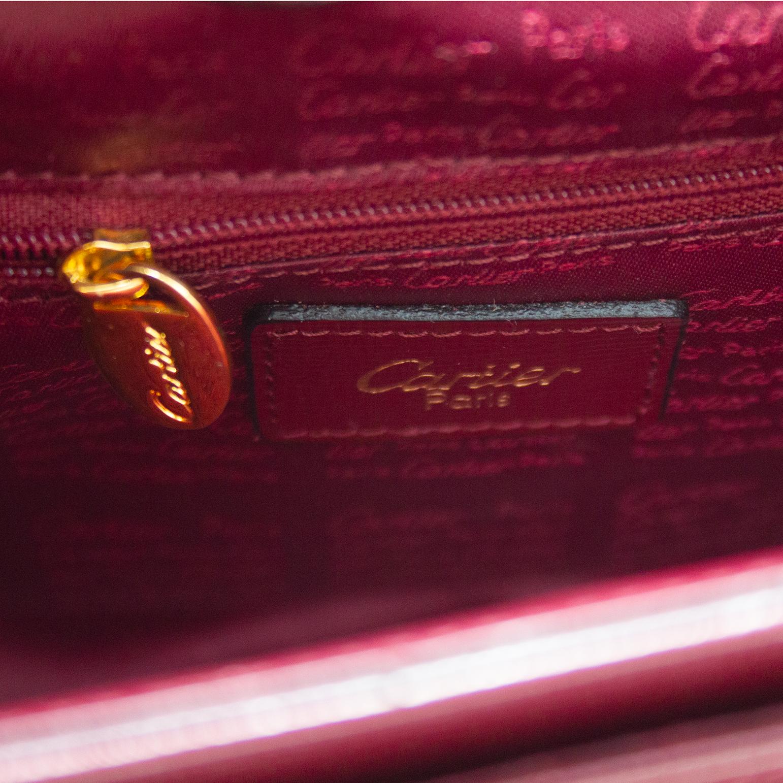 1990s Cartier Maroon Leather Structured Bag  2