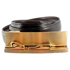 1990s Cartier Panther Belt, Reversible Black or Brown Leather