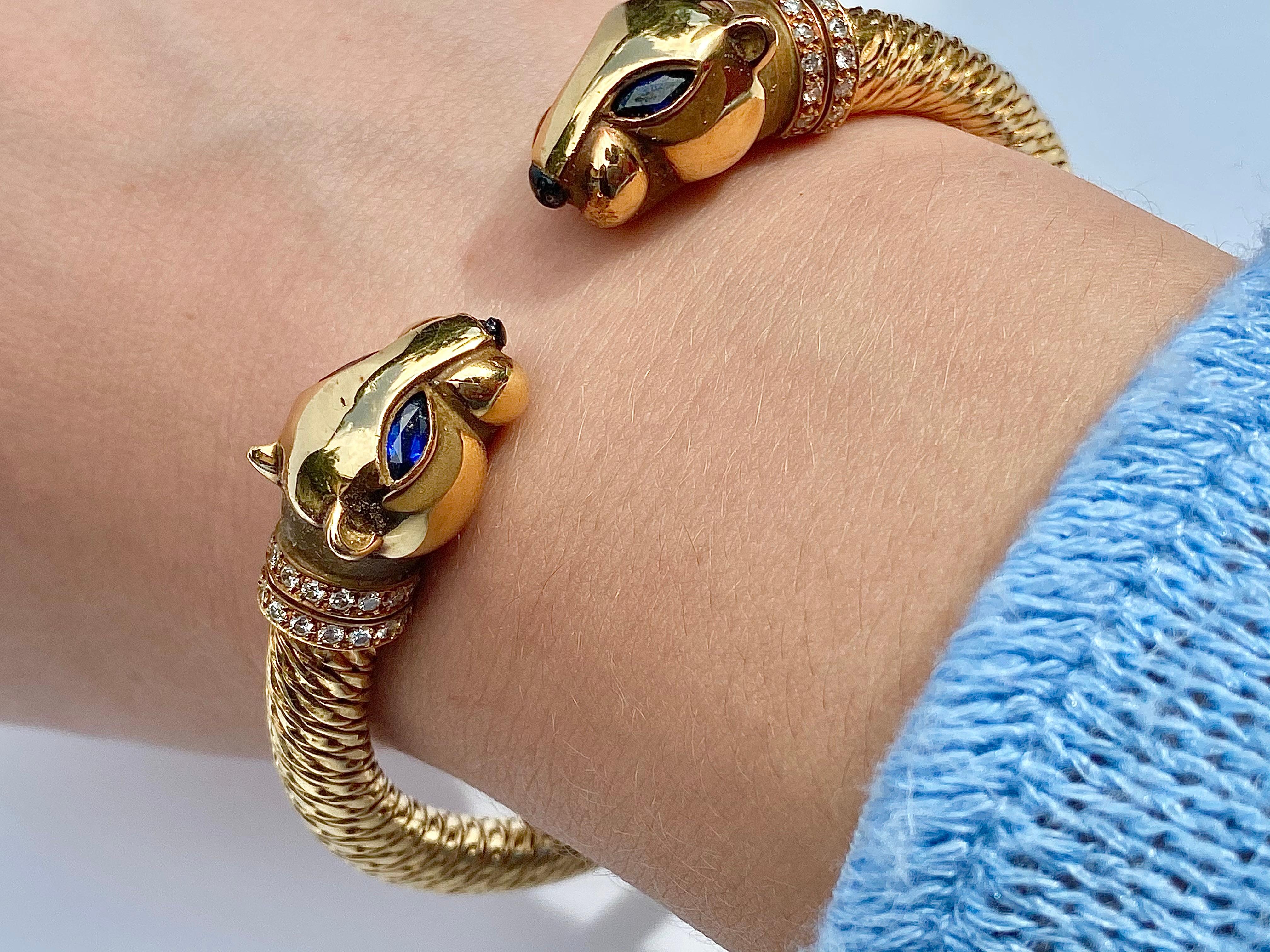 Cartier Panthère Double Headed 18K Gold Armreif mit Original Box Papiere 7