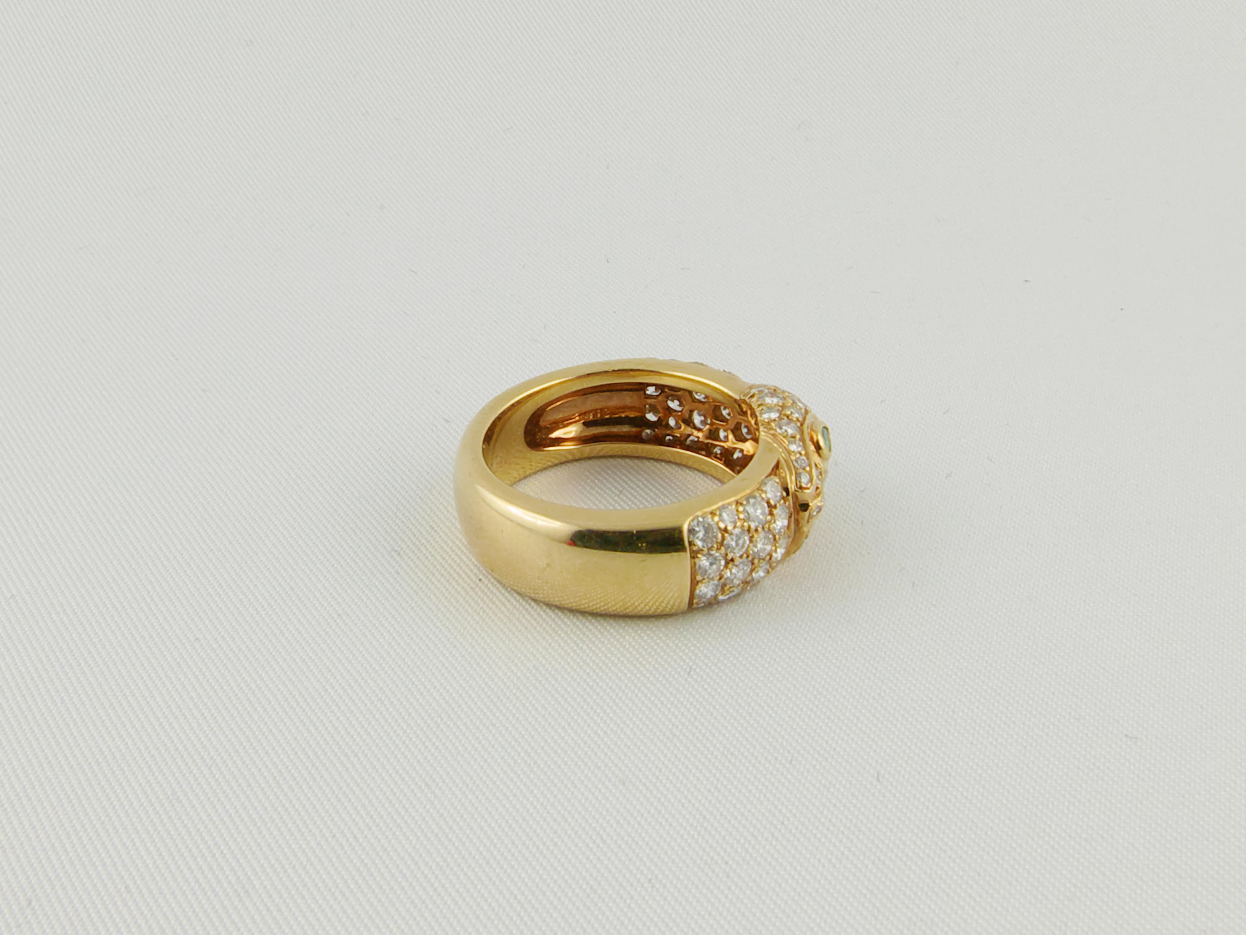 Women's 1990s Cartier Panthère Yellow Gold Diamond and Tsavorite Ring