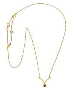 1990's Cartier Sapphire Cabochon 18 Karat Gold Chevron Necklace