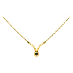 1990's Cartier Sapphire Cabochon 18 Karat Gold Chevron Necklace
