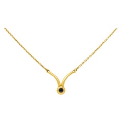 1990's Cartier Saphir Cabochon 18 Karat Gold Chevron Halskette