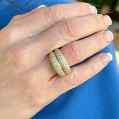 1990's Cartier Two Row Diamond 18 Karat Yellow Gold Vintage Band Ring Size 54
