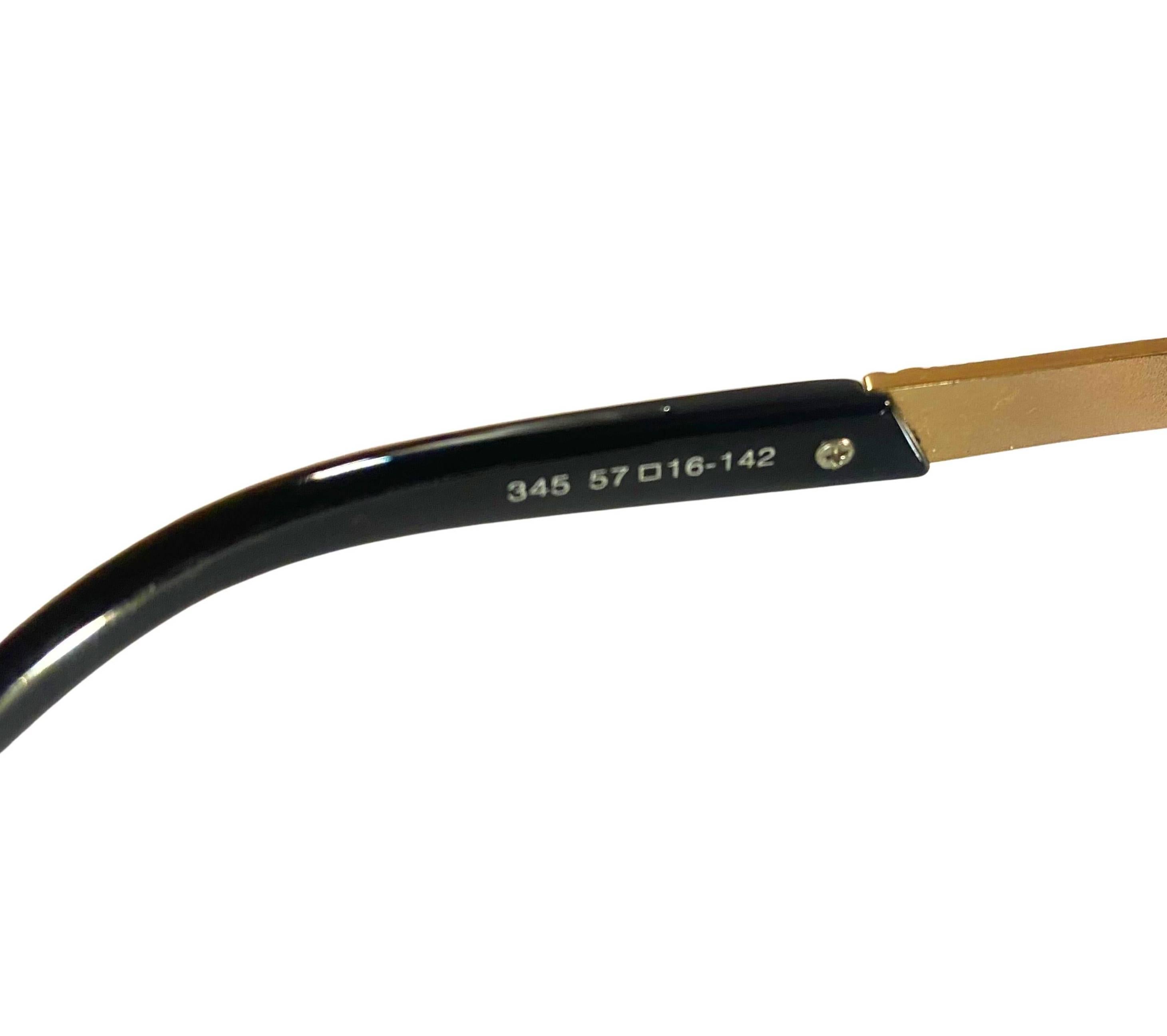 Noir 1990 Lunettes de soleil en résine noire plaquée or de Cartier Vendome en vente