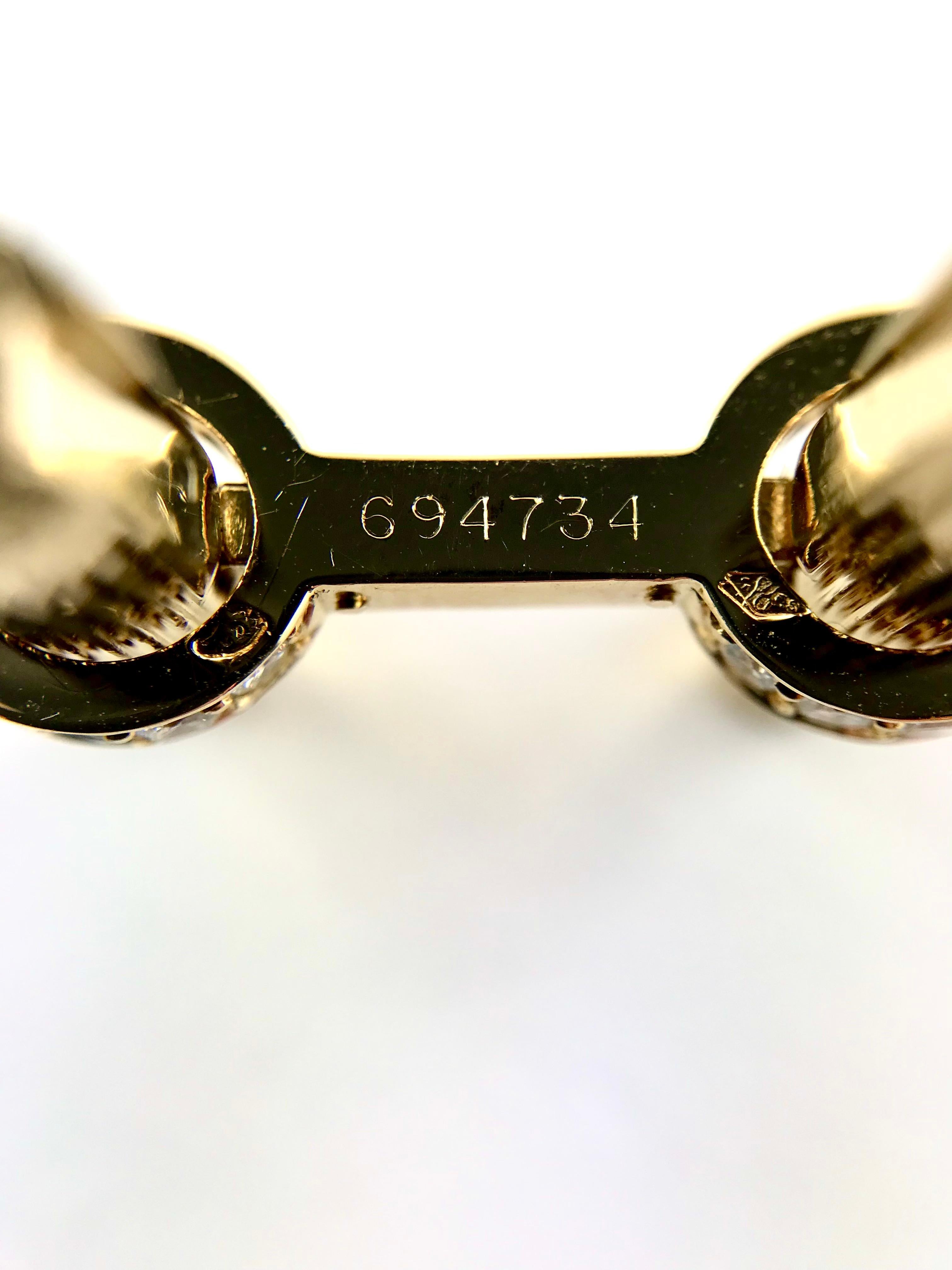 1990’s Cartier Yellow Gold and Diamond Baton Cufflinks For Sale 1