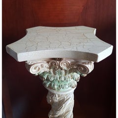 1990s Carved Corinthian Resin Pedestal
