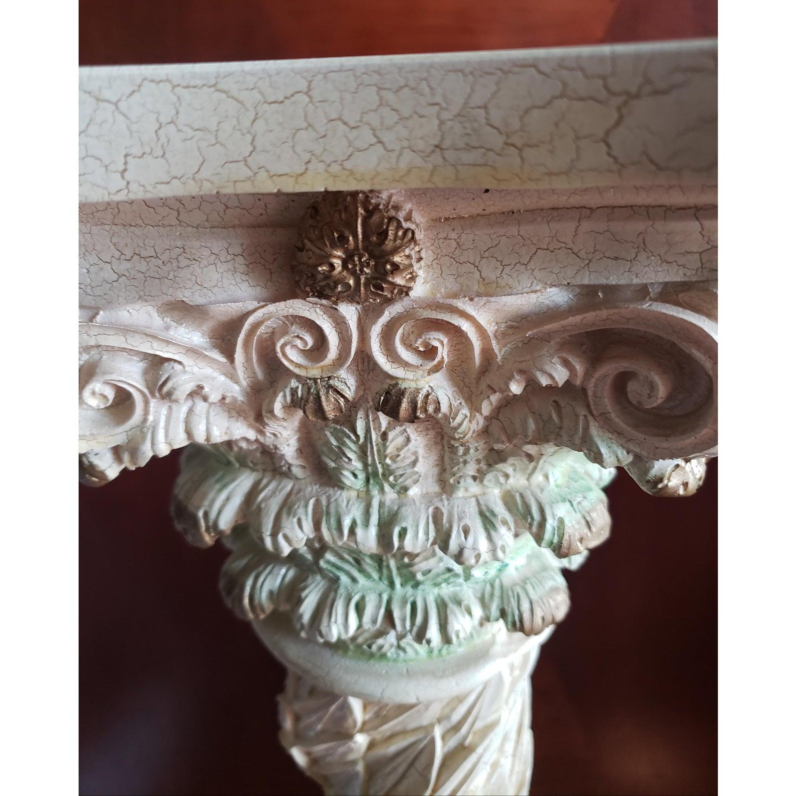 Molded  1990s Carved Corinthian Resin Pedestal  For Sale