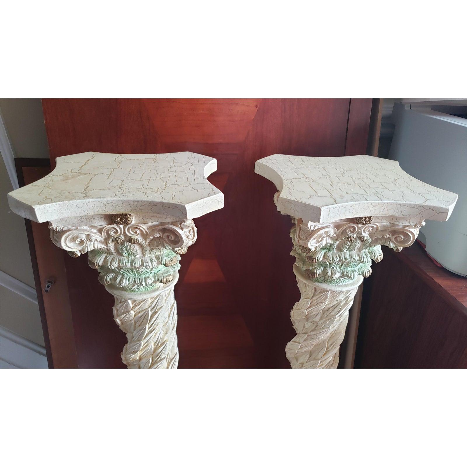  1990s Carved Corinthian Resin Pedestal  For Sale 1