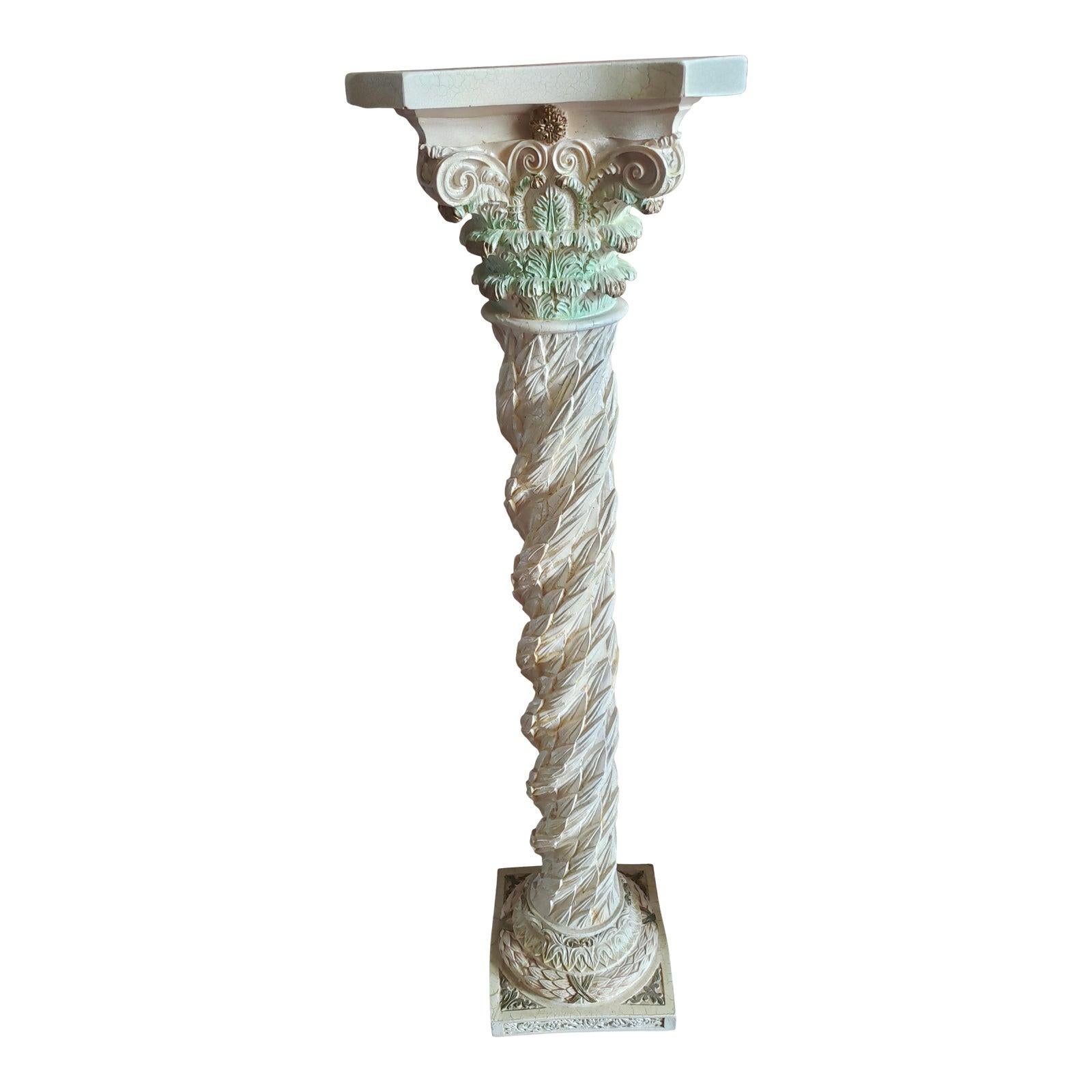  1990s Carved Corinthian Resin Pedestal  For Sale