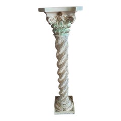  1990s Carved Corinthian Resin Pedestal 