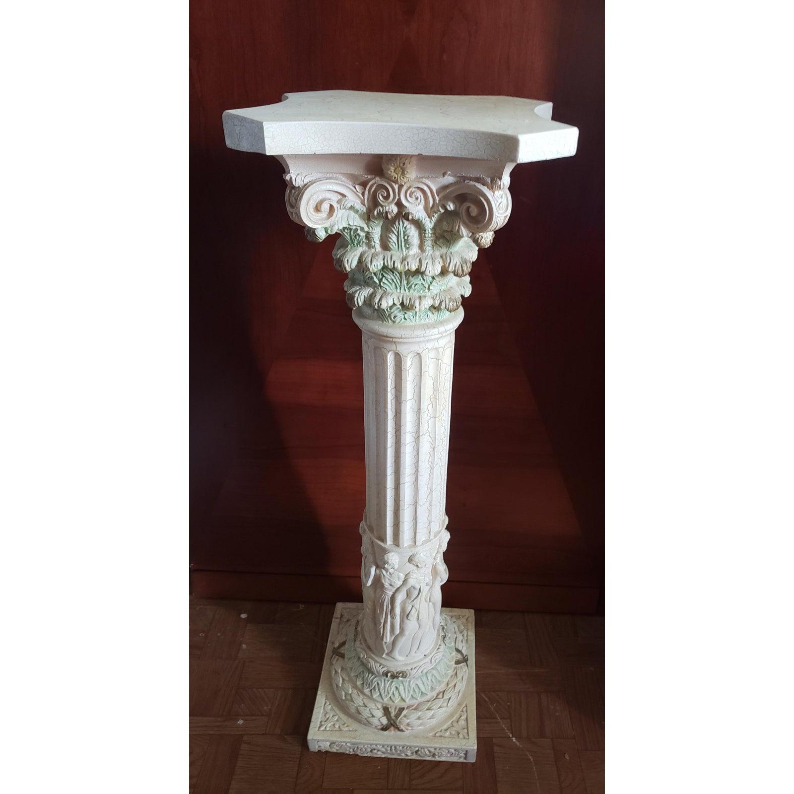 1990s Carved Corinthian Resin Pedestal Stand For Sale 1