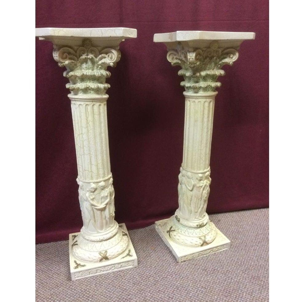 American 1990s Carved Corinthian Resin Pedestal Stand For Sale