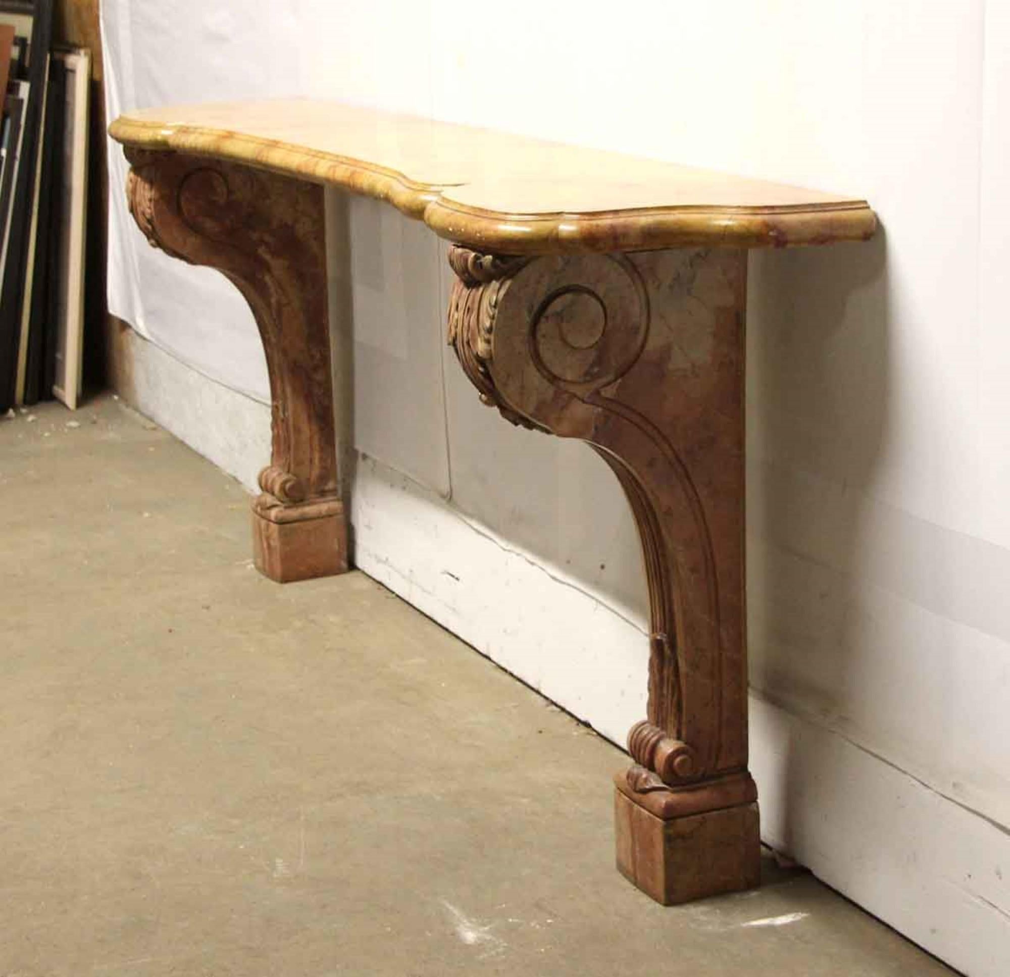 Late 20th Century 1990s Carved Marble Entryway Console Table with Faux Marble Top