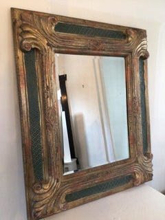 1990s Carved Wood Gilt and Painted Mirror