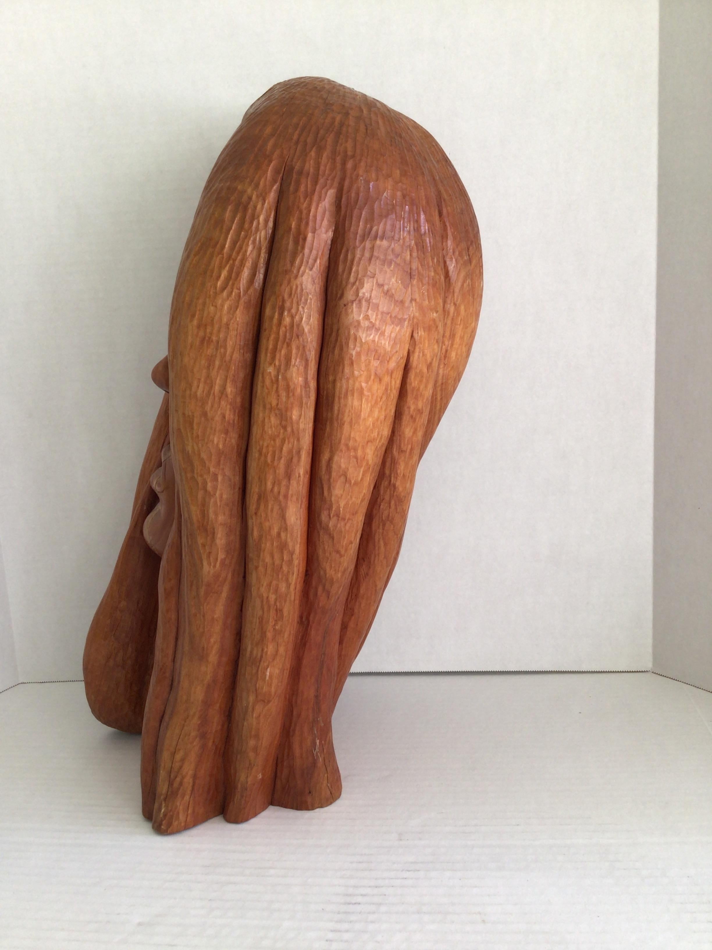 Fin du 20e siècle Sculpture en Wood Wood des années 1990 représentant une tête de femme en vente