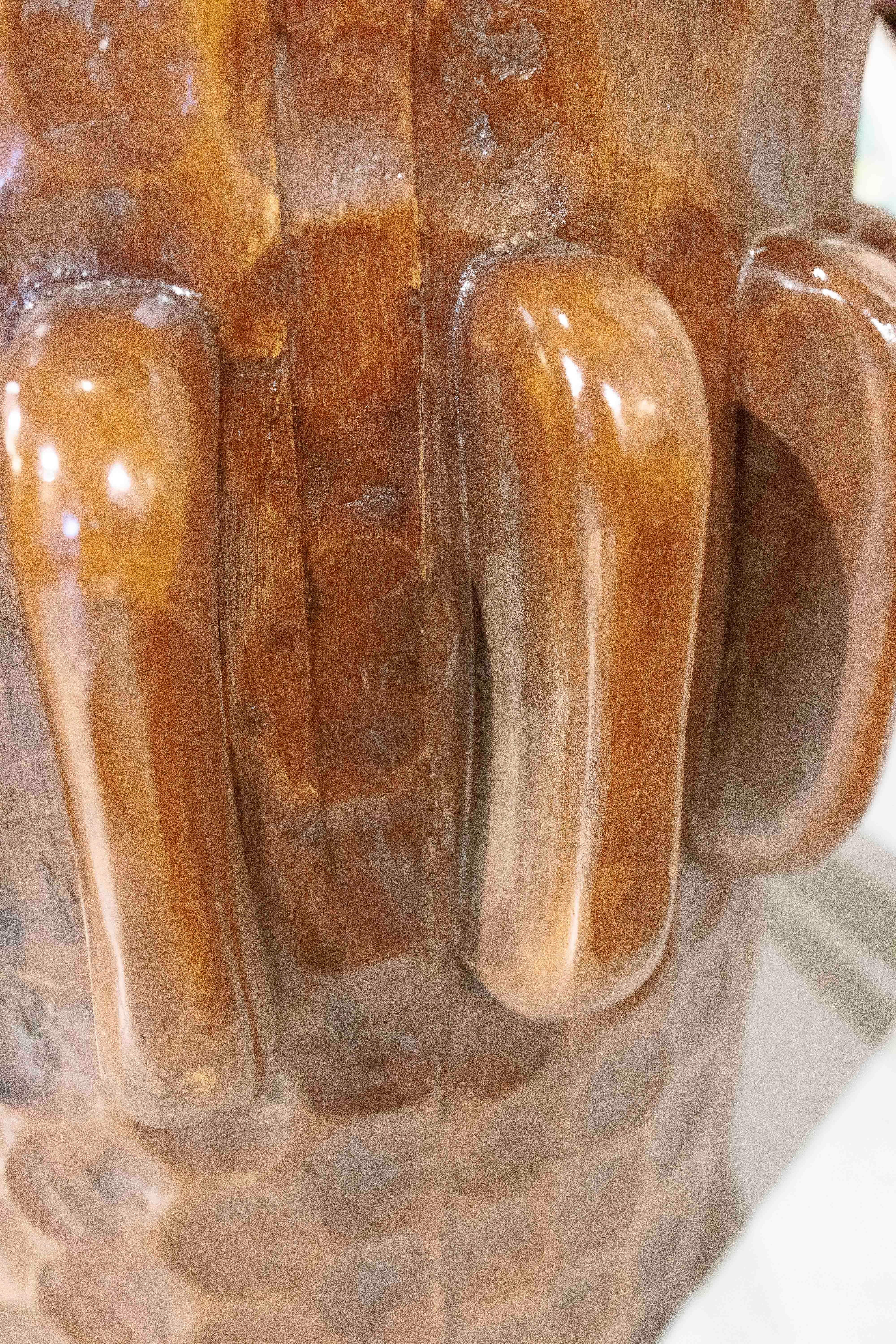 1990s Carved Wooden Stool with Ethnic Design For Sale 8
