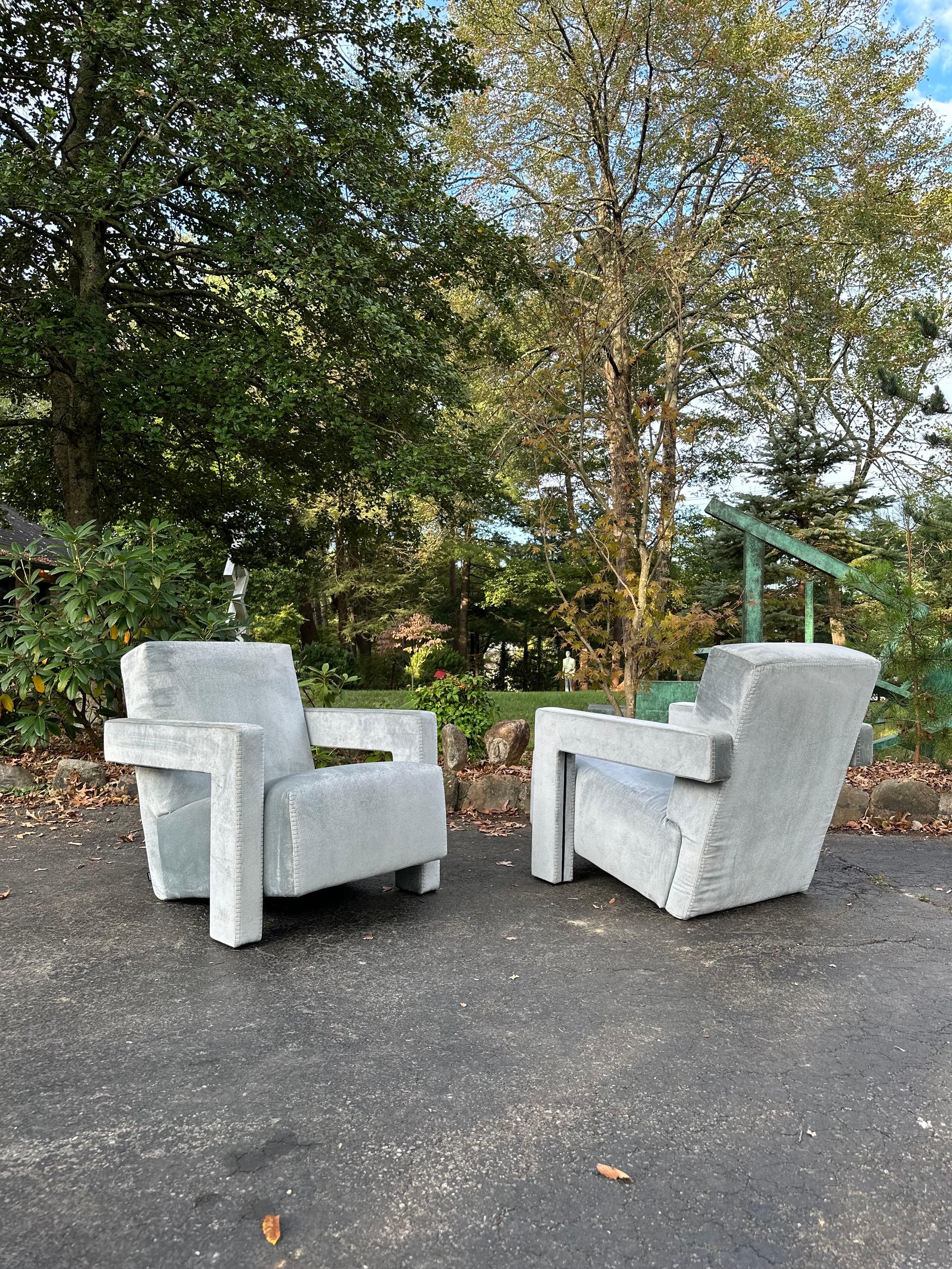 Italian 1990s Cassina “Utrecht” Chairs by Gerrit Rietveld, a Pair For Sale