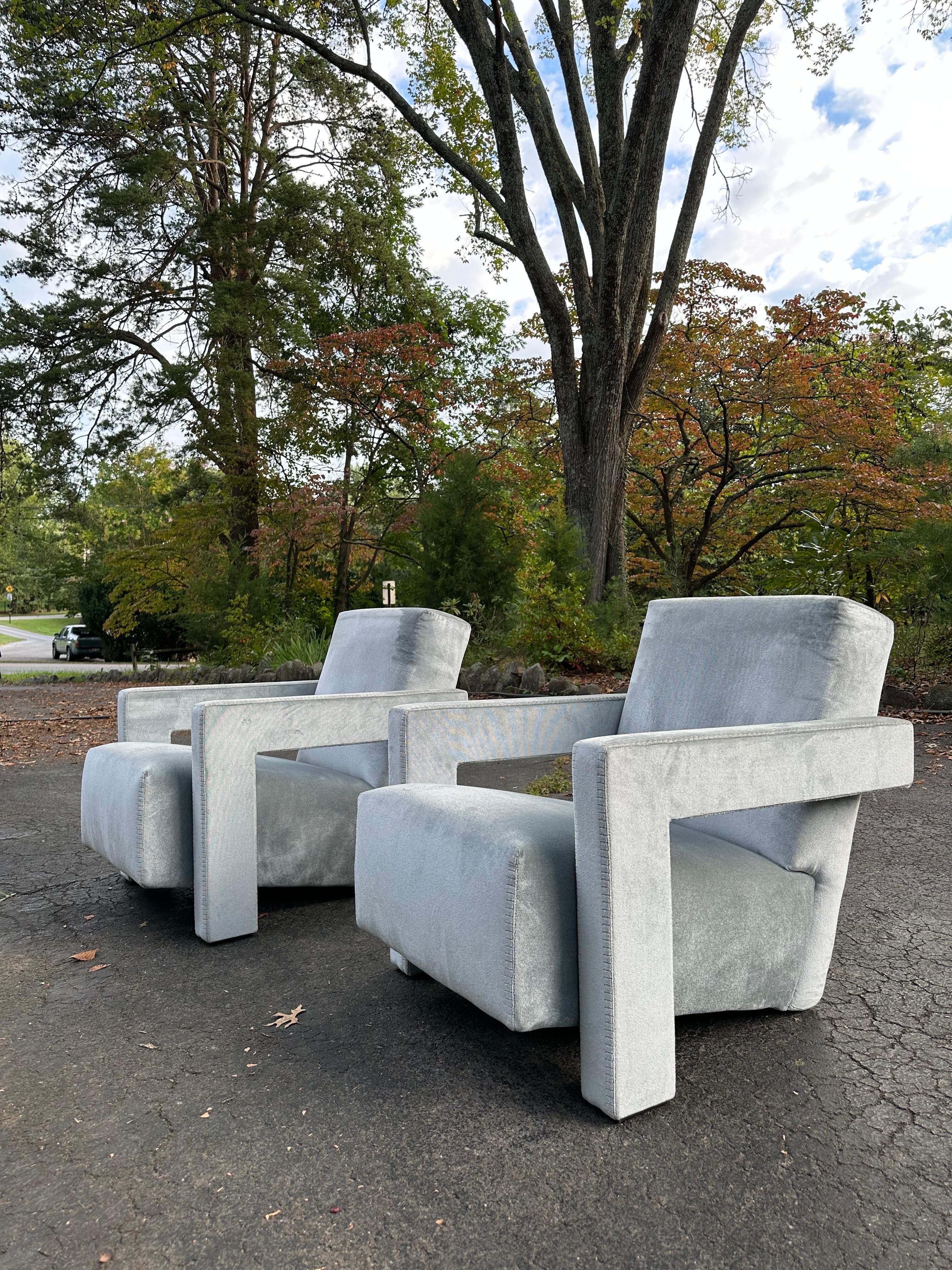 Late 20th Century 1990s Cassina “Utrecht” Chairs by Gerrit Rietveld, a Pair For Sale