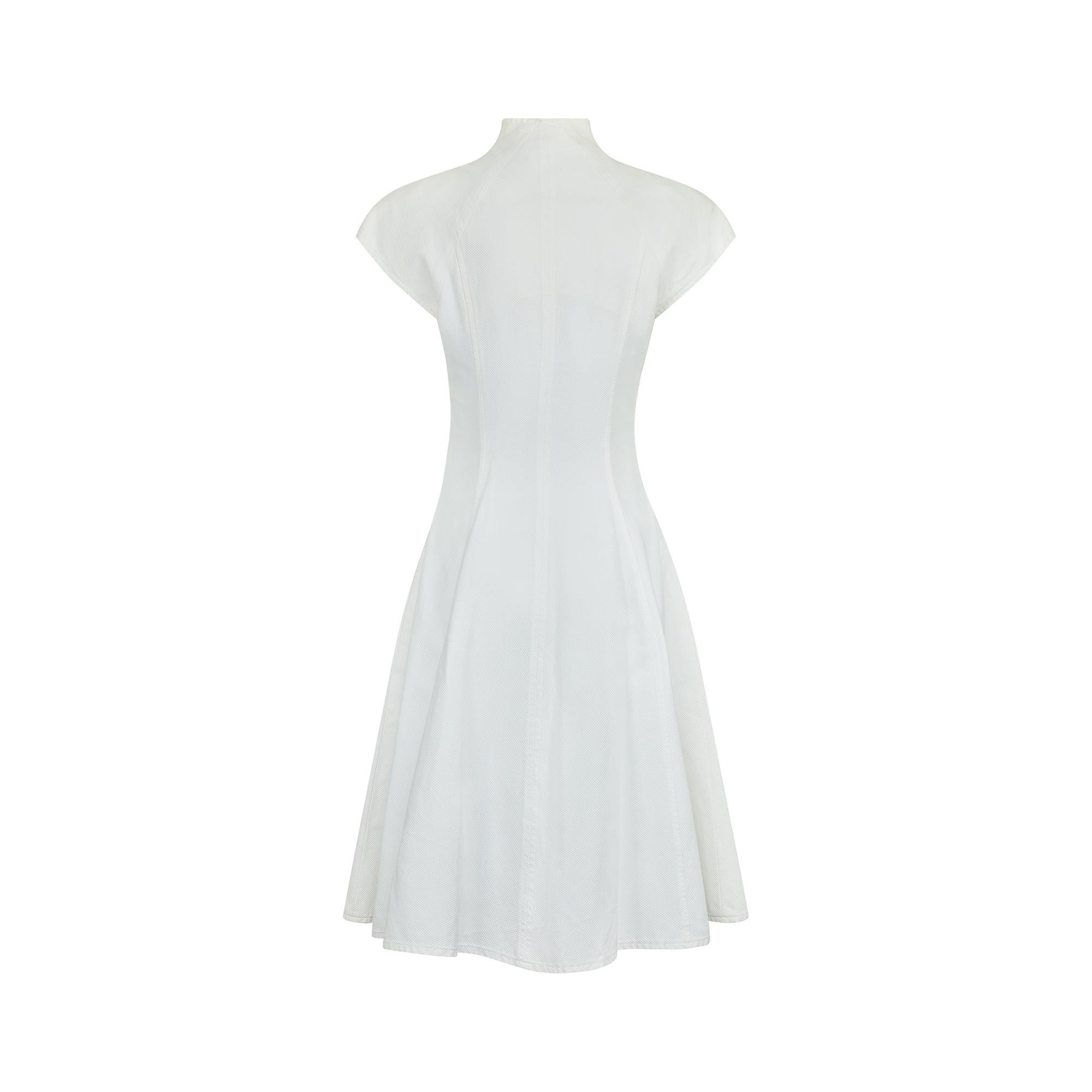 1990er Catherine Walker Chelsea Design Co Weißes Baumwollkleid aus Baumwolle im Zustand „Hervorragend“ im Angebot in London, GB