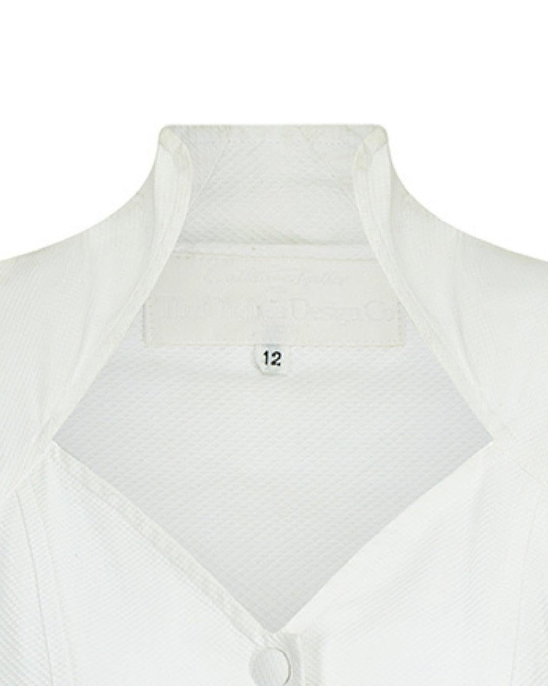 1990er Catherine Walker Chelsea Design Co Weißes Baumwollkleid aus Baumwolle im Angebot 1