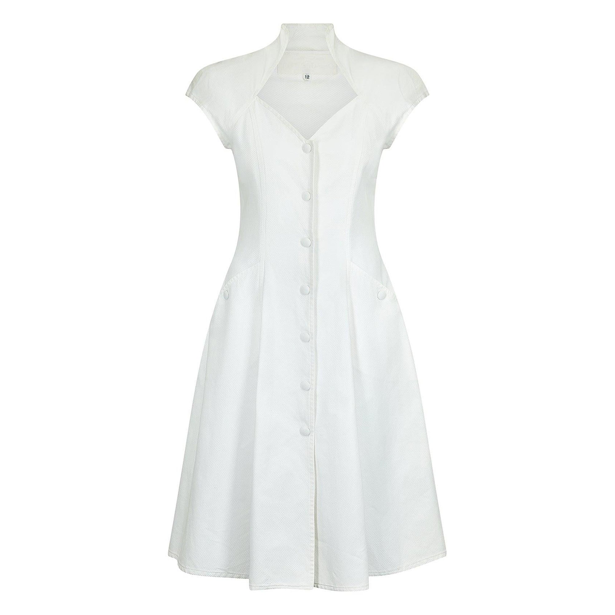 1990 Catherine Walker Chelsea Design Co. Abito in cotone bianco