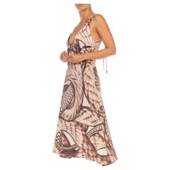 1990er CAVALLI Cocktailkleid aus Viskose und Elastane-Jersey mit Schlangendruck