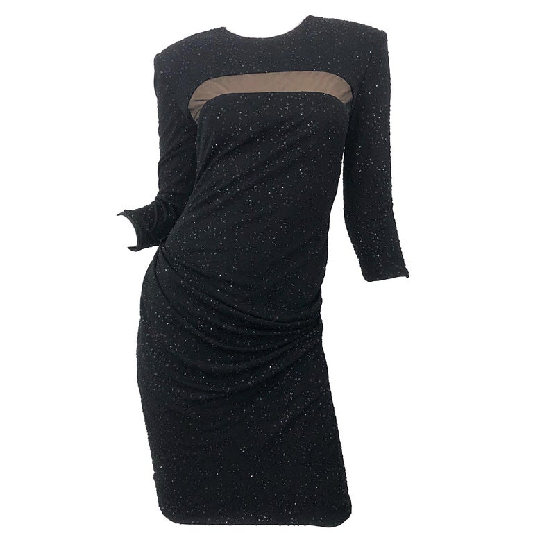 90s glitter dress Vintage 90s Backless Black Glitter Gown
