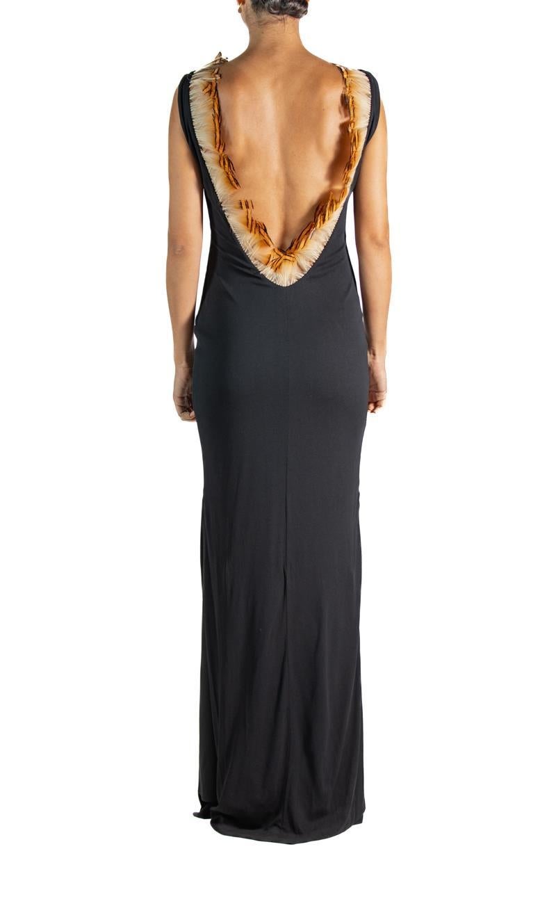 1990S Cd Greene Black & Orange Poly/Cotton Feather  Gown 3
