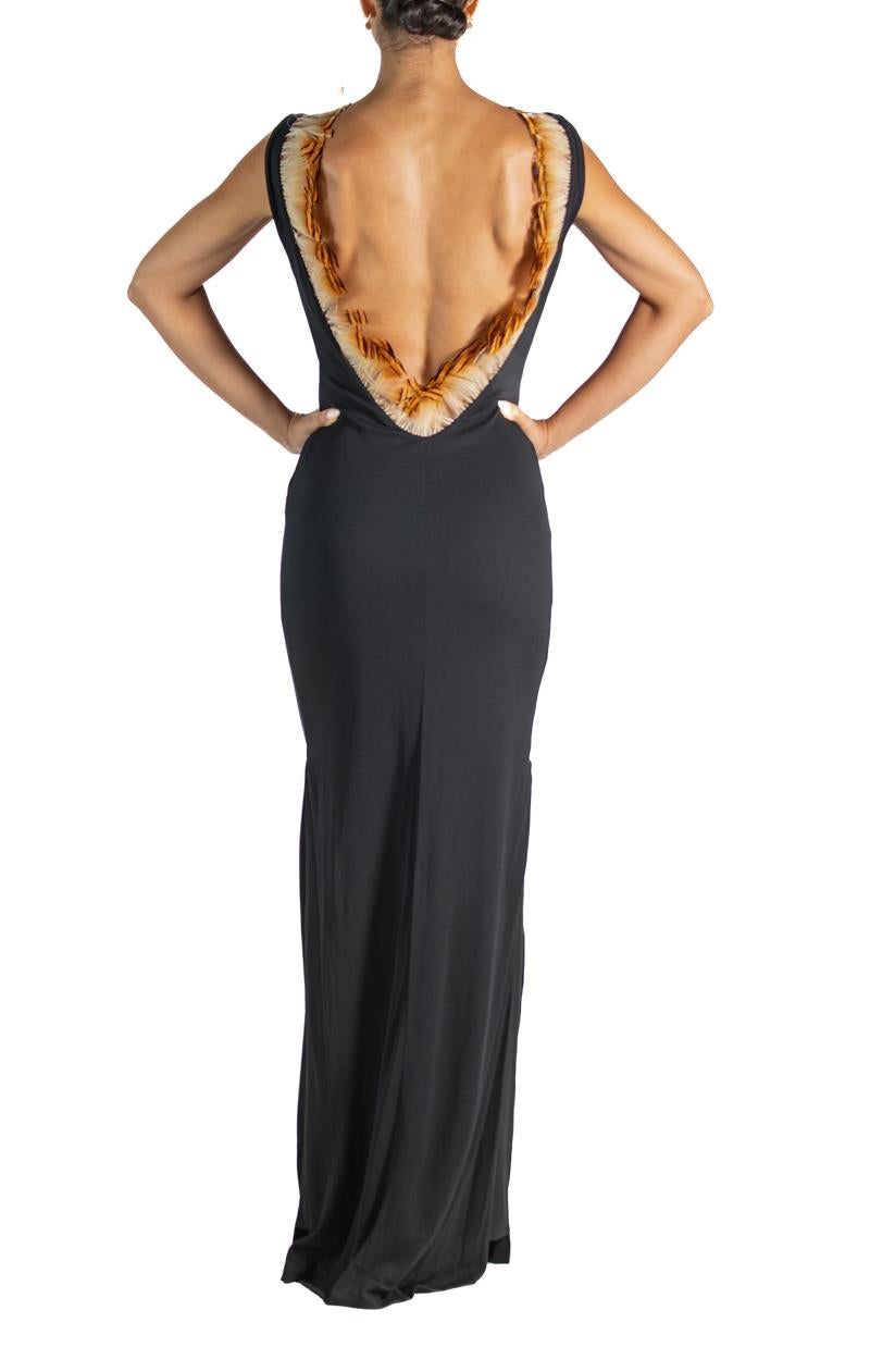 1990S Cd Greene Black & Orange Poly/Cotton Feather  Gown 4