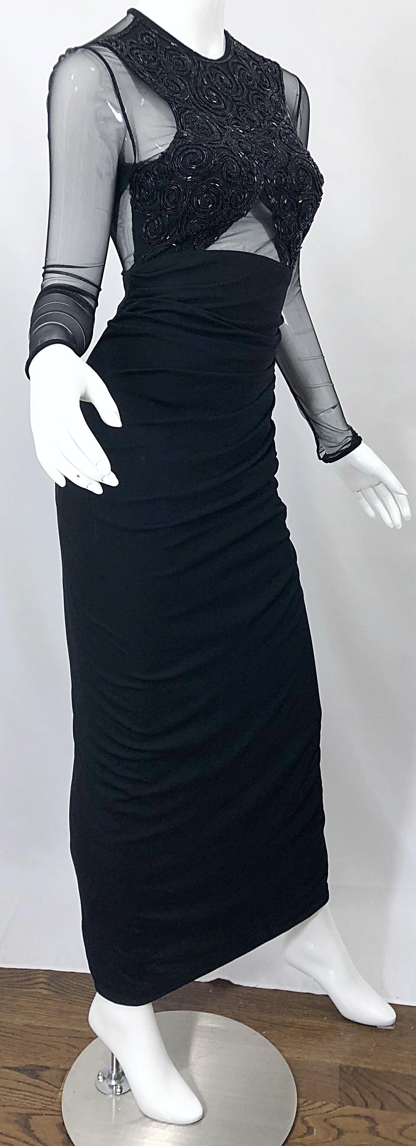 1990s CD GREENE Couture Beaded Silk Jersey Cut - Out Sexy Vintage 90s Gown Dress 7