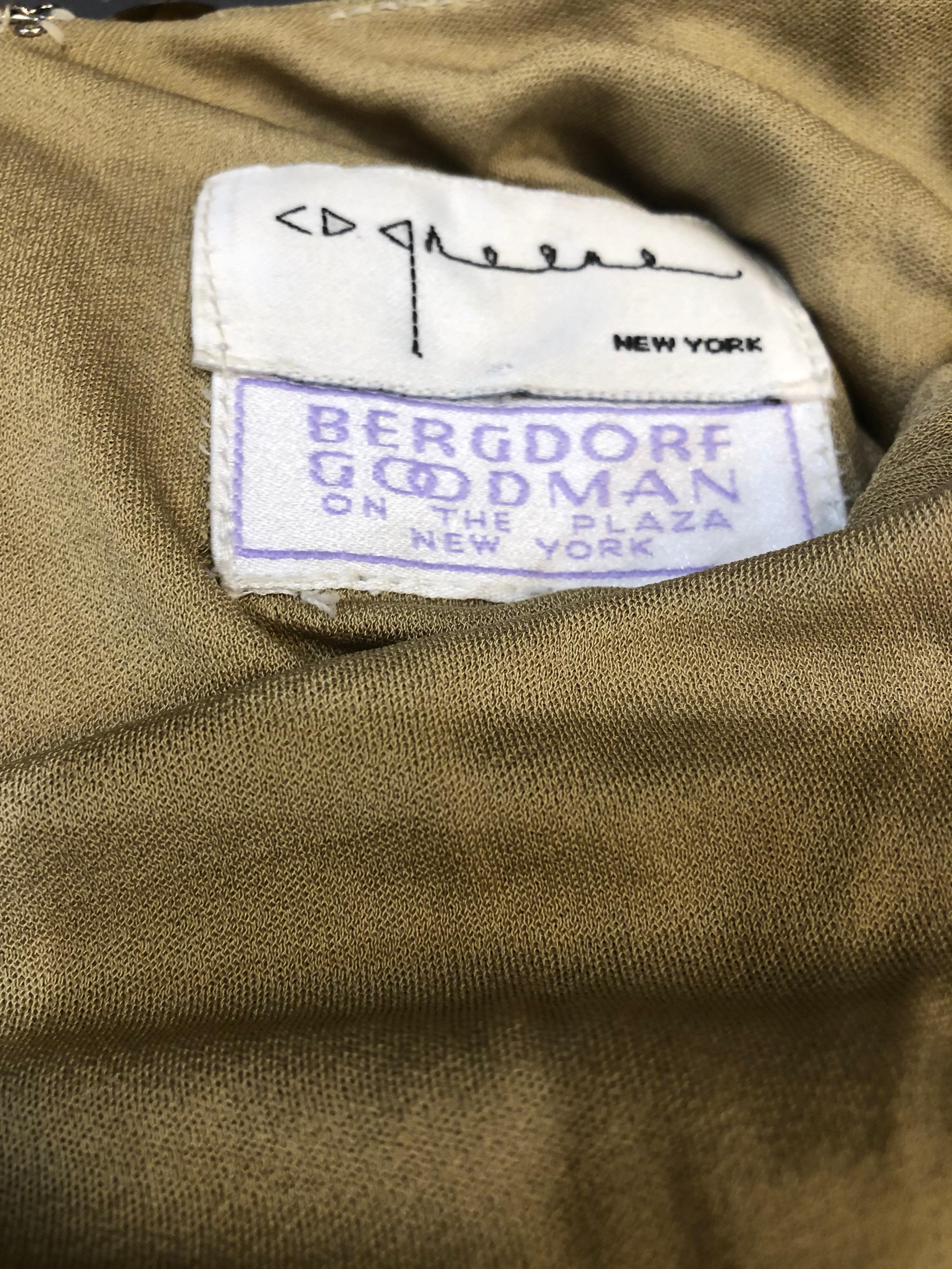1990er CD GREENE für Bergdorf Goodman Goldfarbenes Pailletten-Bodycon-Kleid im Vintage-Stil mit Pailletten im Angebot 11