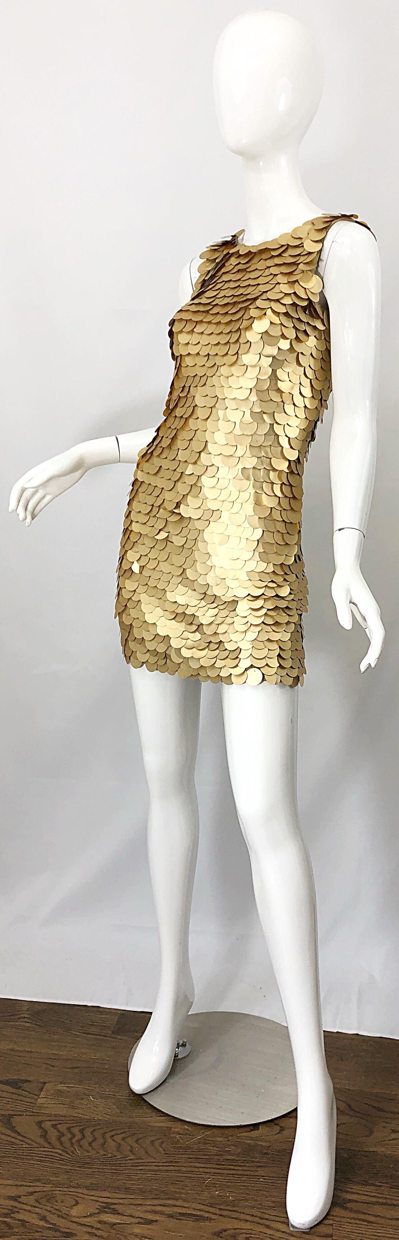 1990er CD GREENE für Bergdorf Goodman Goldfarbenes Pailletten-Bodycon-Kleid im Vintage-Stil mit Pailletten im Angebot 1