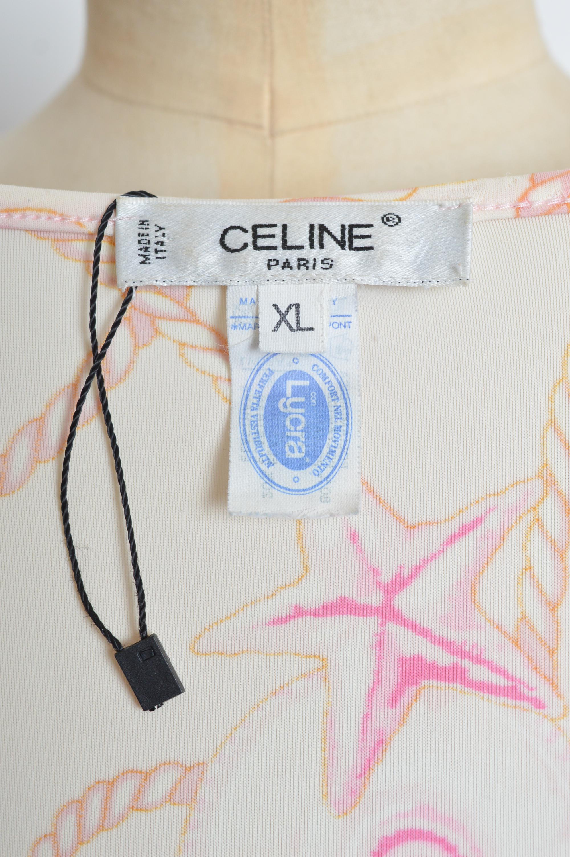 1990s CÉLINE Baroque Sea Shell Print Pastel Pink & Gold T-SHIRT & Leggings set For Sale 4