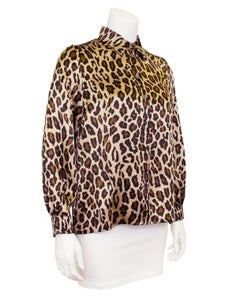 1990s Celine Leopard Print Silk Shirt