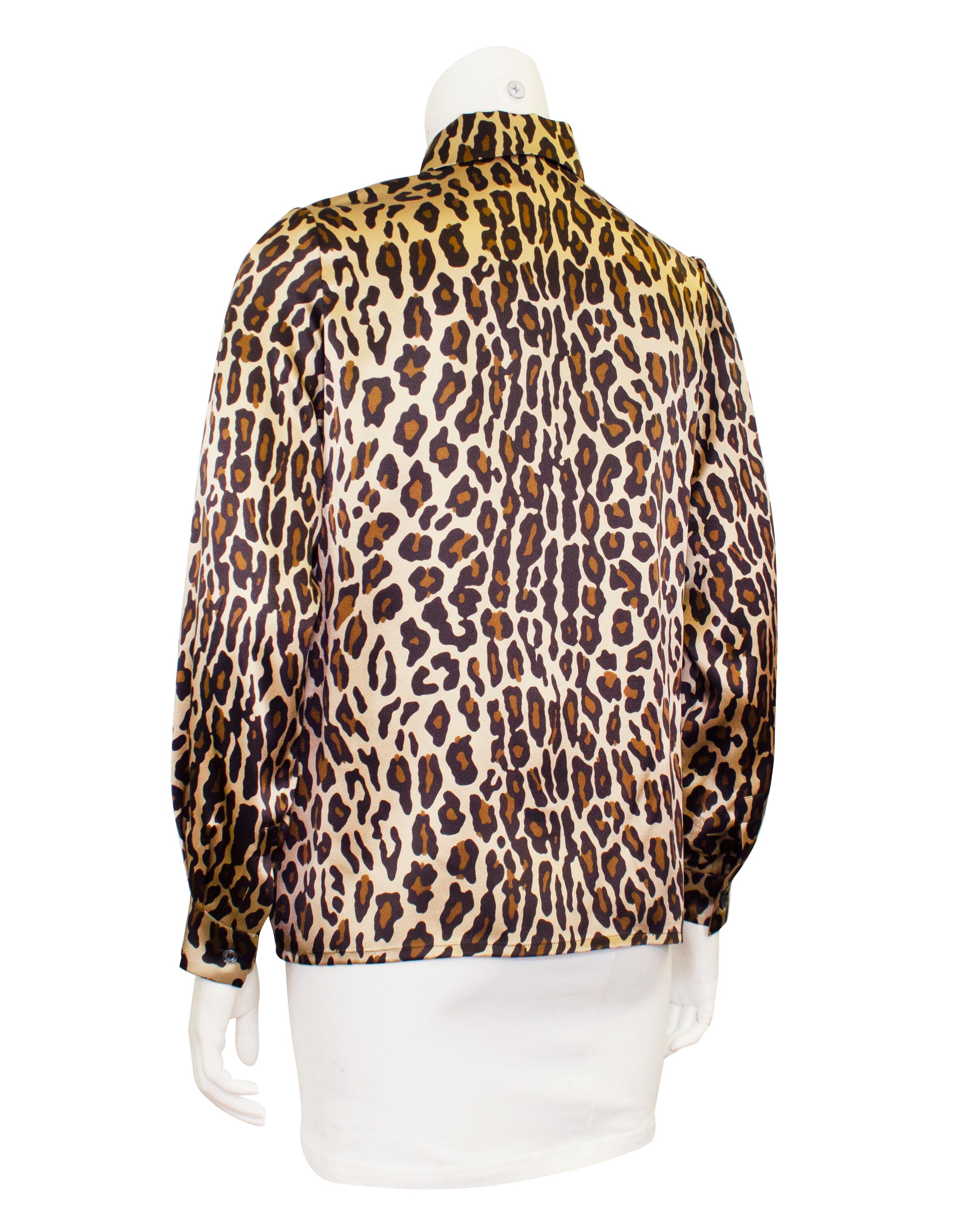 1990s Celine Leopard Print Silk Shirt  In Good Condition In Toronto, Ontario