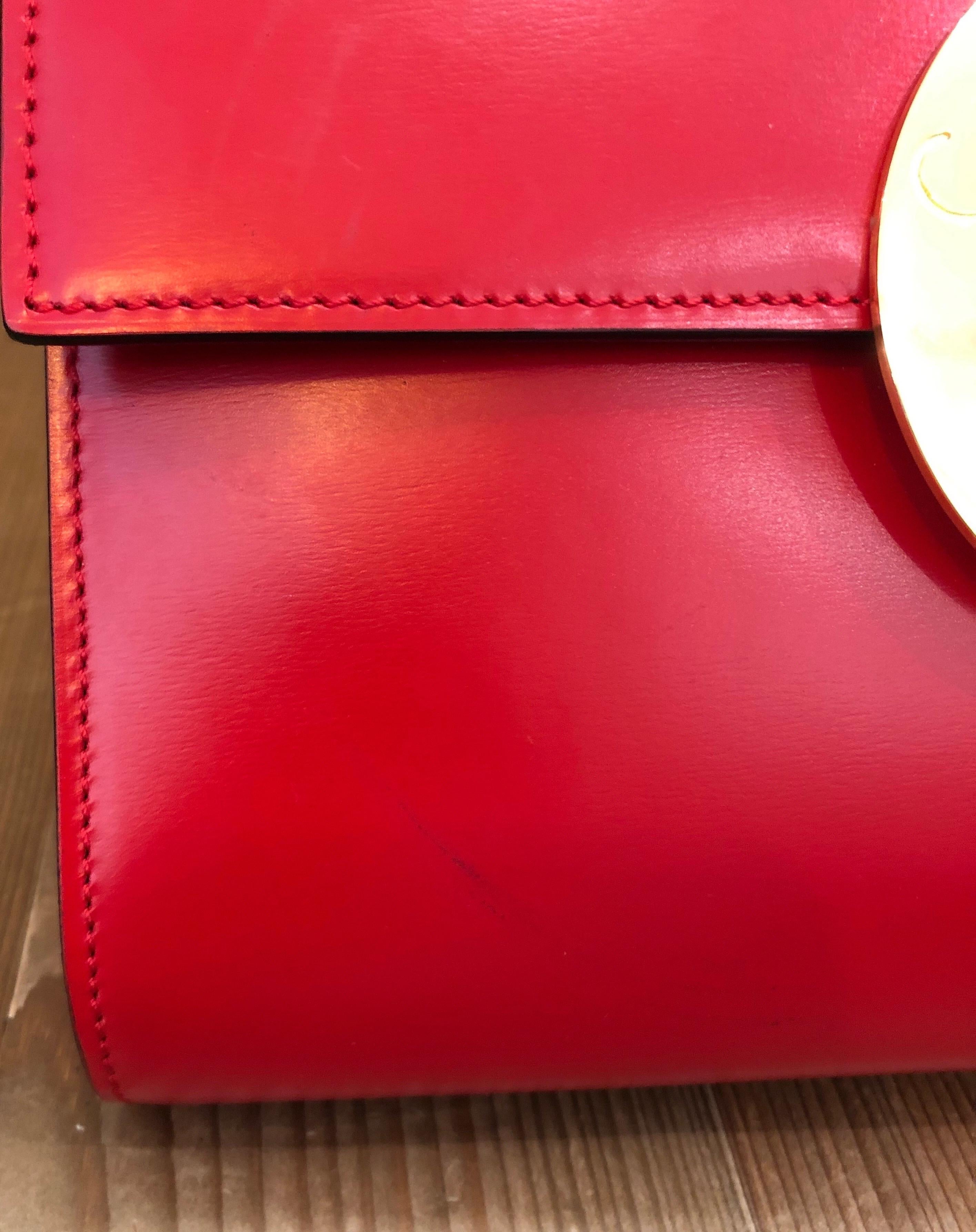 1990s Celine Red Leather Two-Way Ring Bag 1