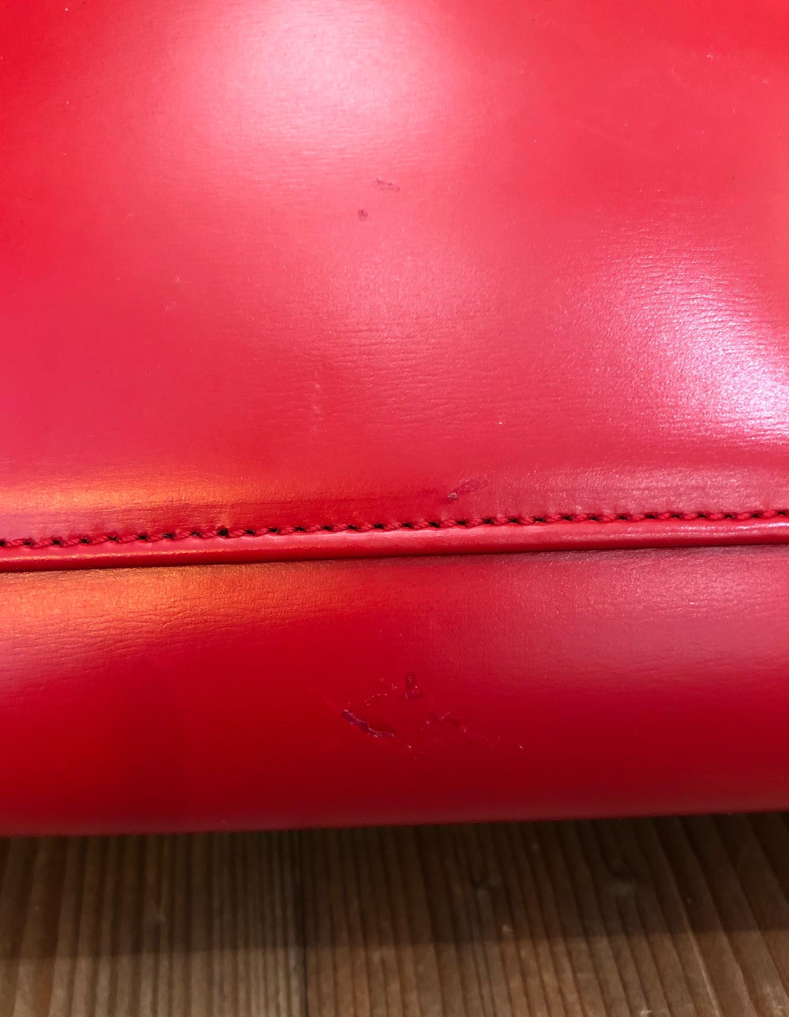 1990s Celine Red Leather Two-Way Ring Bag 2