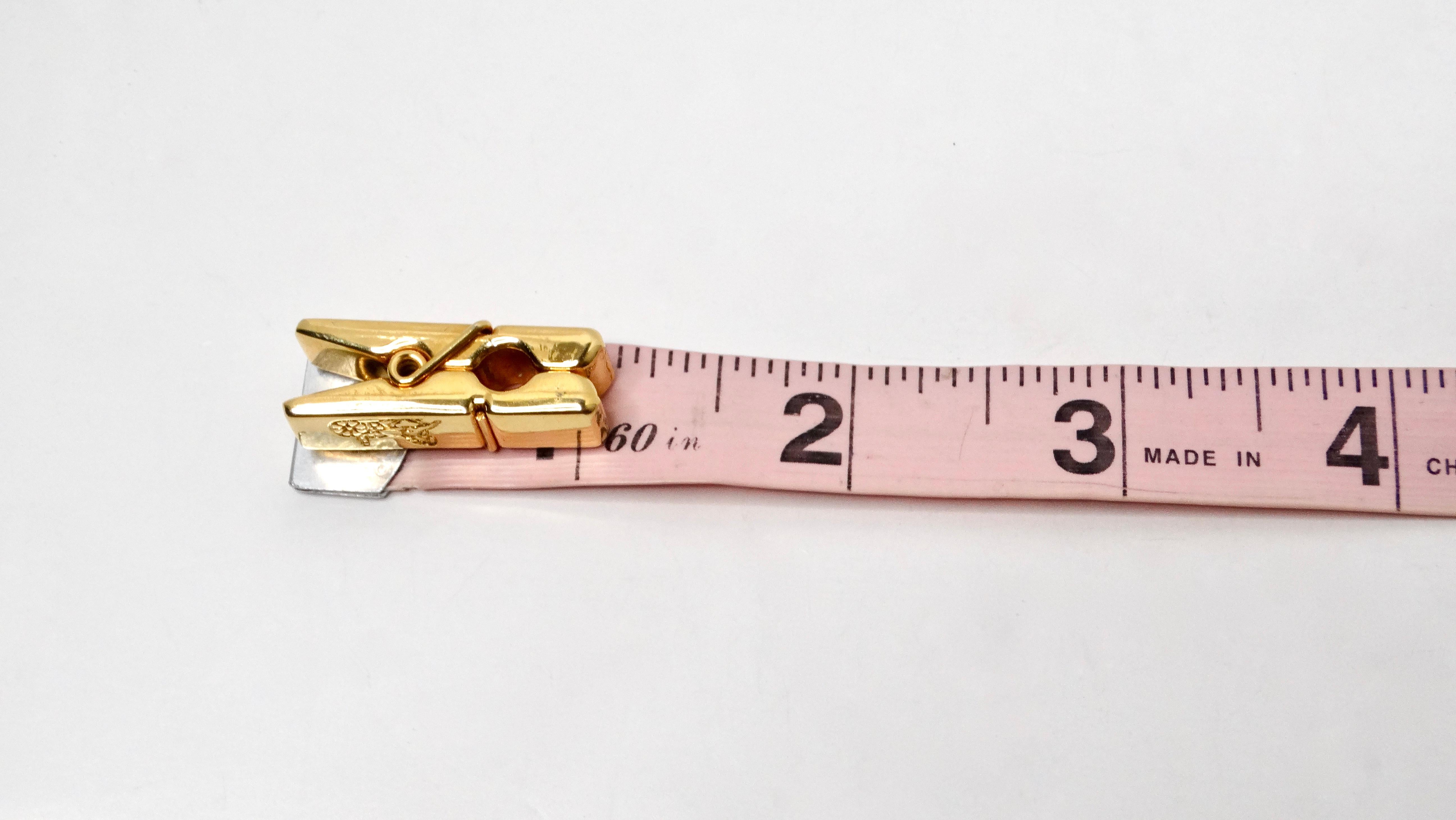 Women's or Men's 1990s Celine Small Gold-Tone Clothespin Style Tie Clip For Sale
