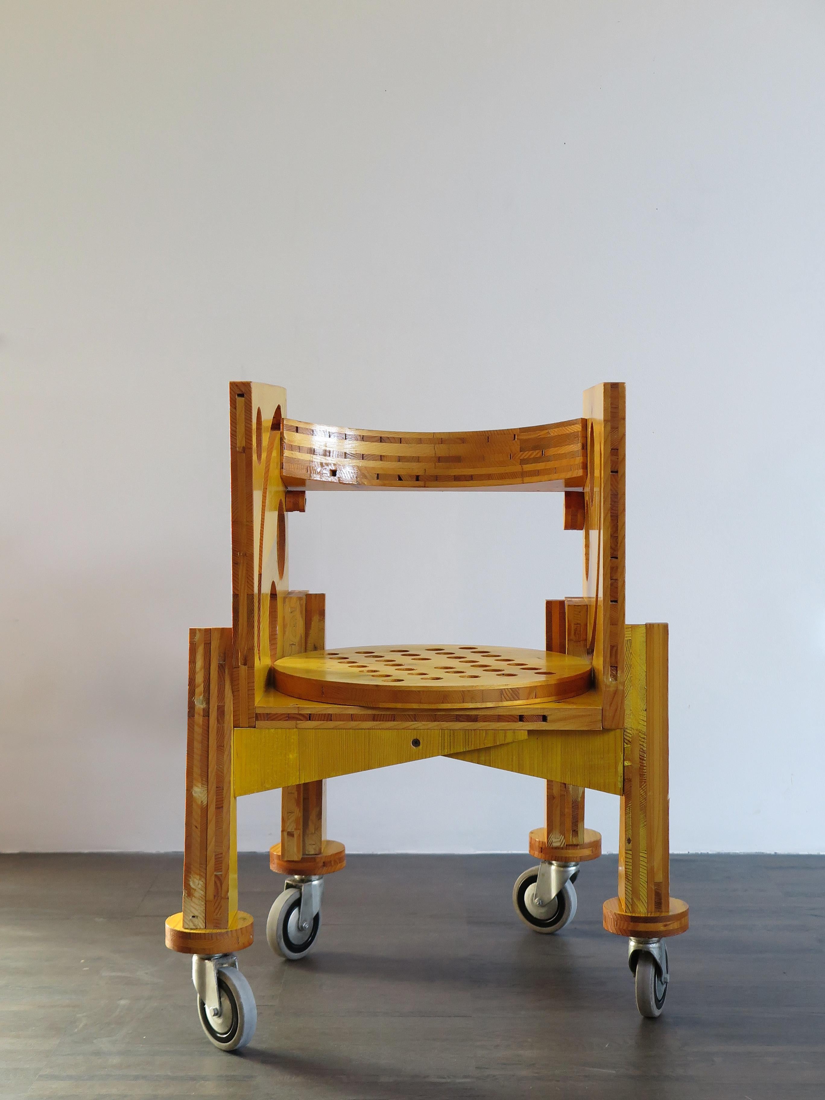Post-Modern 1990s Cesare Leonardi Italian Wood Prototype Chair