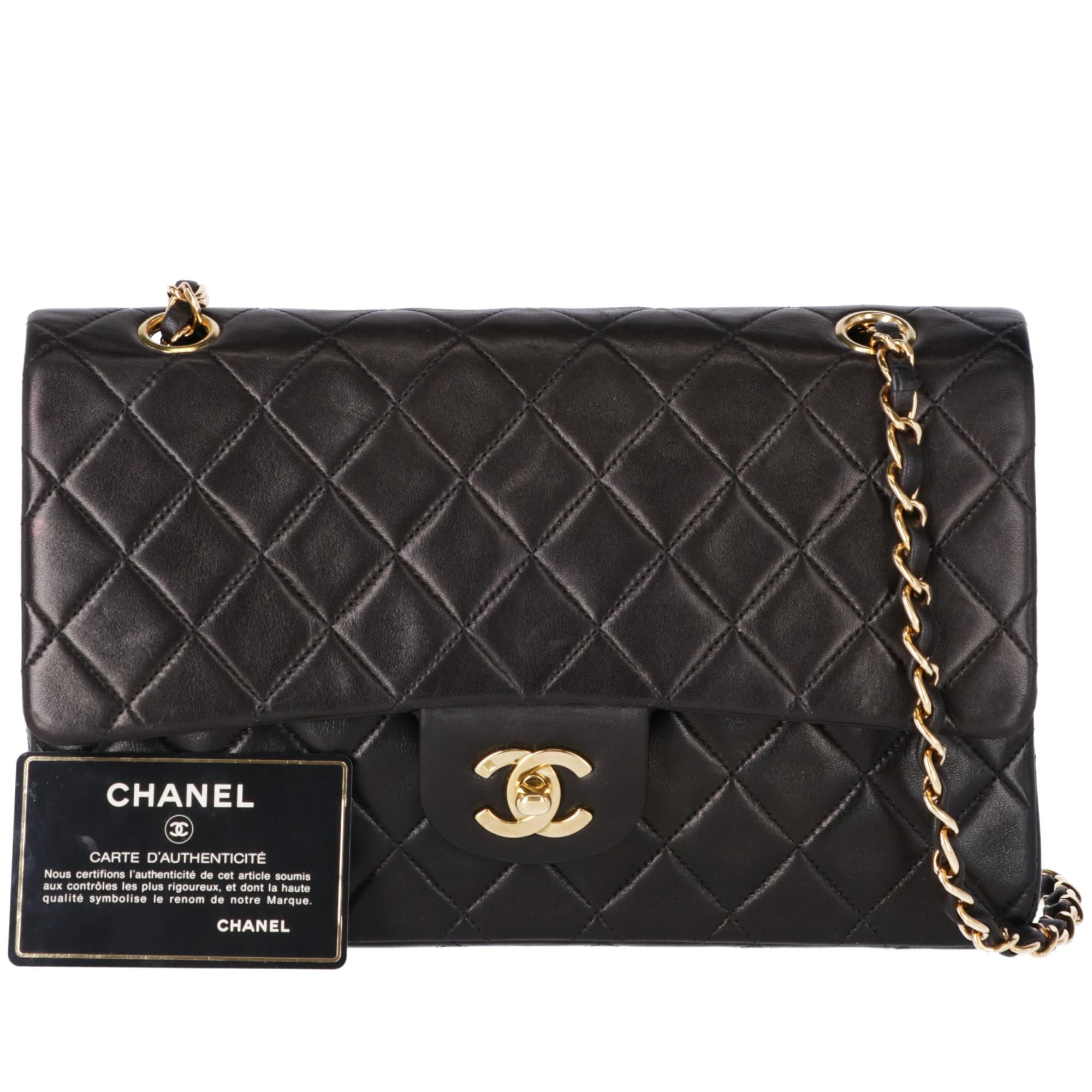 1990s Chanel 2.55 Black Leather Bag 25 cm With Chain 9