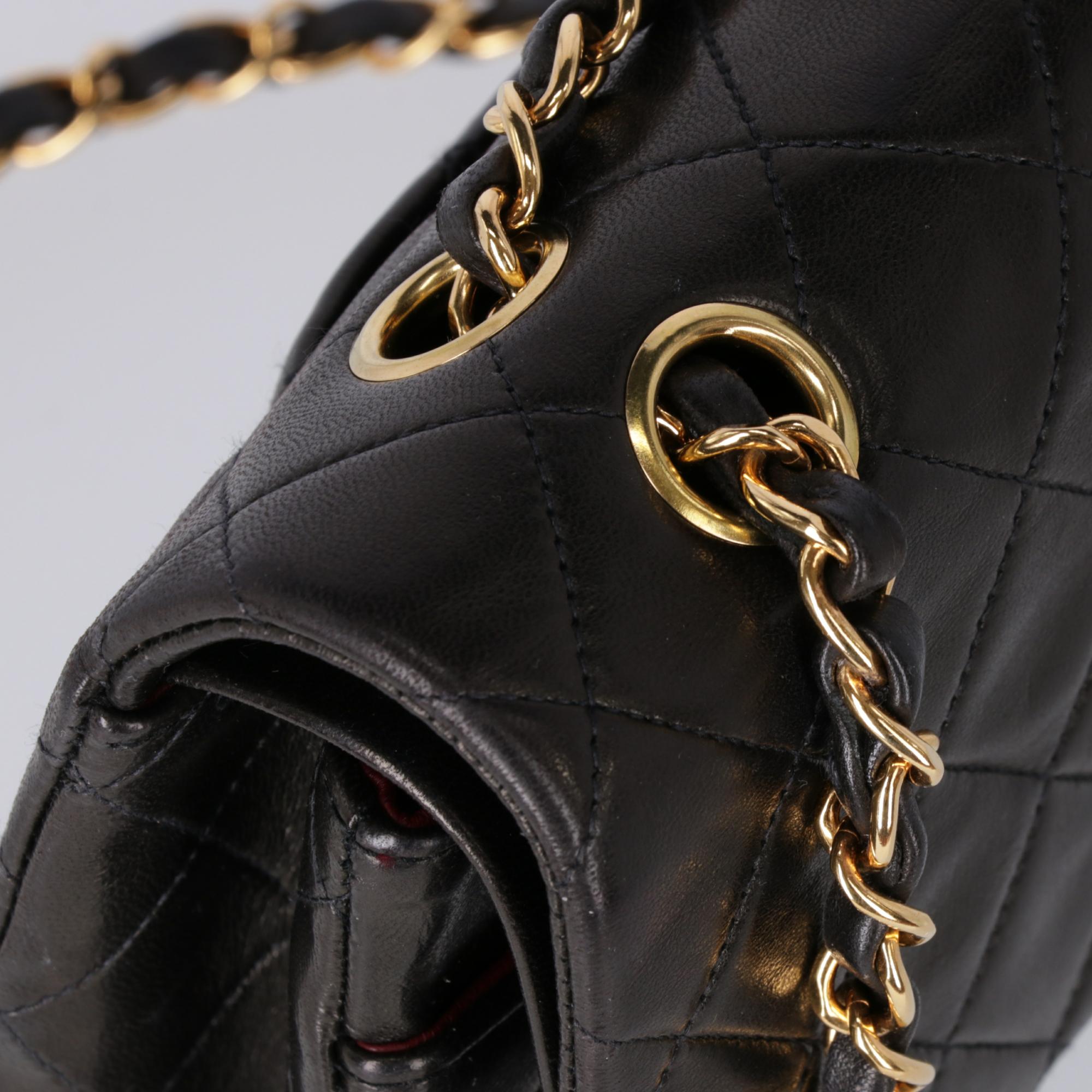 1990s Chanel 2.55 Black Leather Bag 25 cm With Chain 4