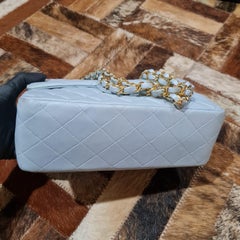 1990s Chanel Baby Blue Leather Double Face Flap Bag