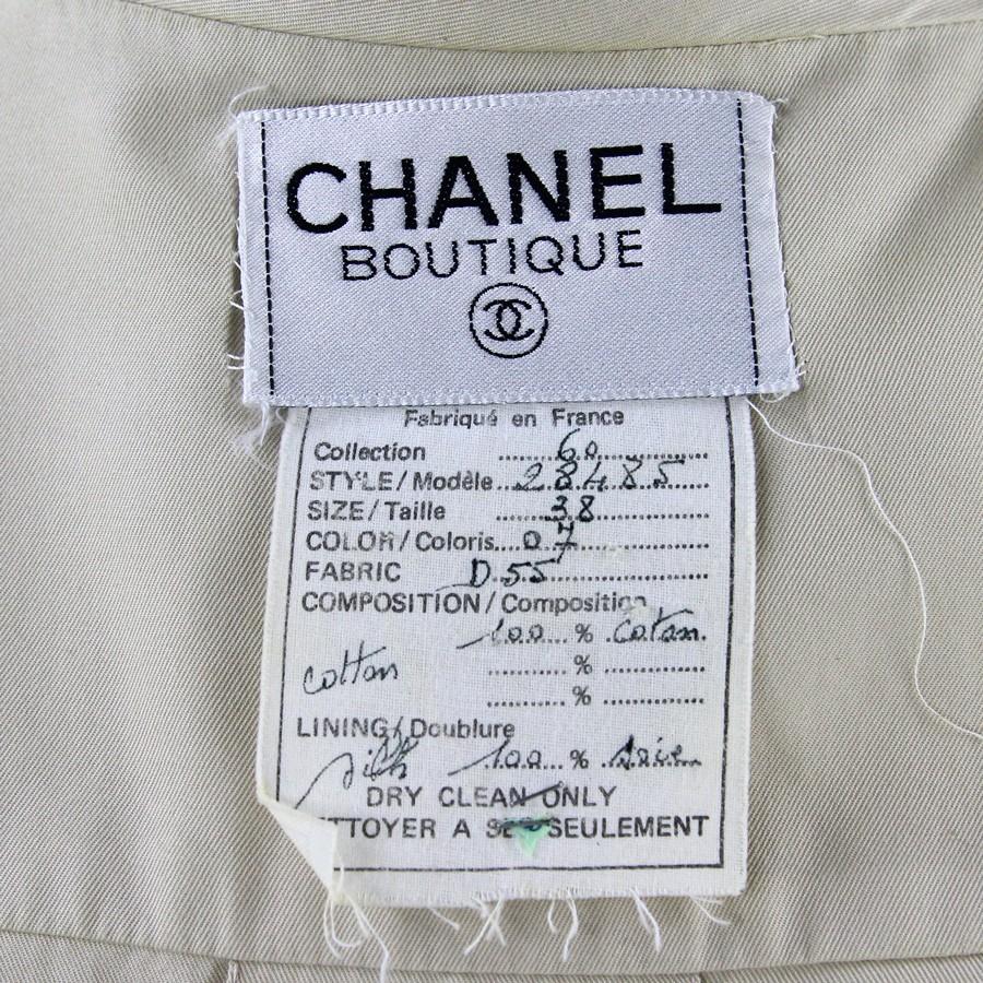 1990s Chanel Beige Cotton Vintage Jacket 1