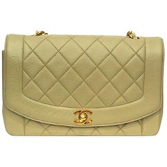 1990s Chanel Beige Leather Diana Bag