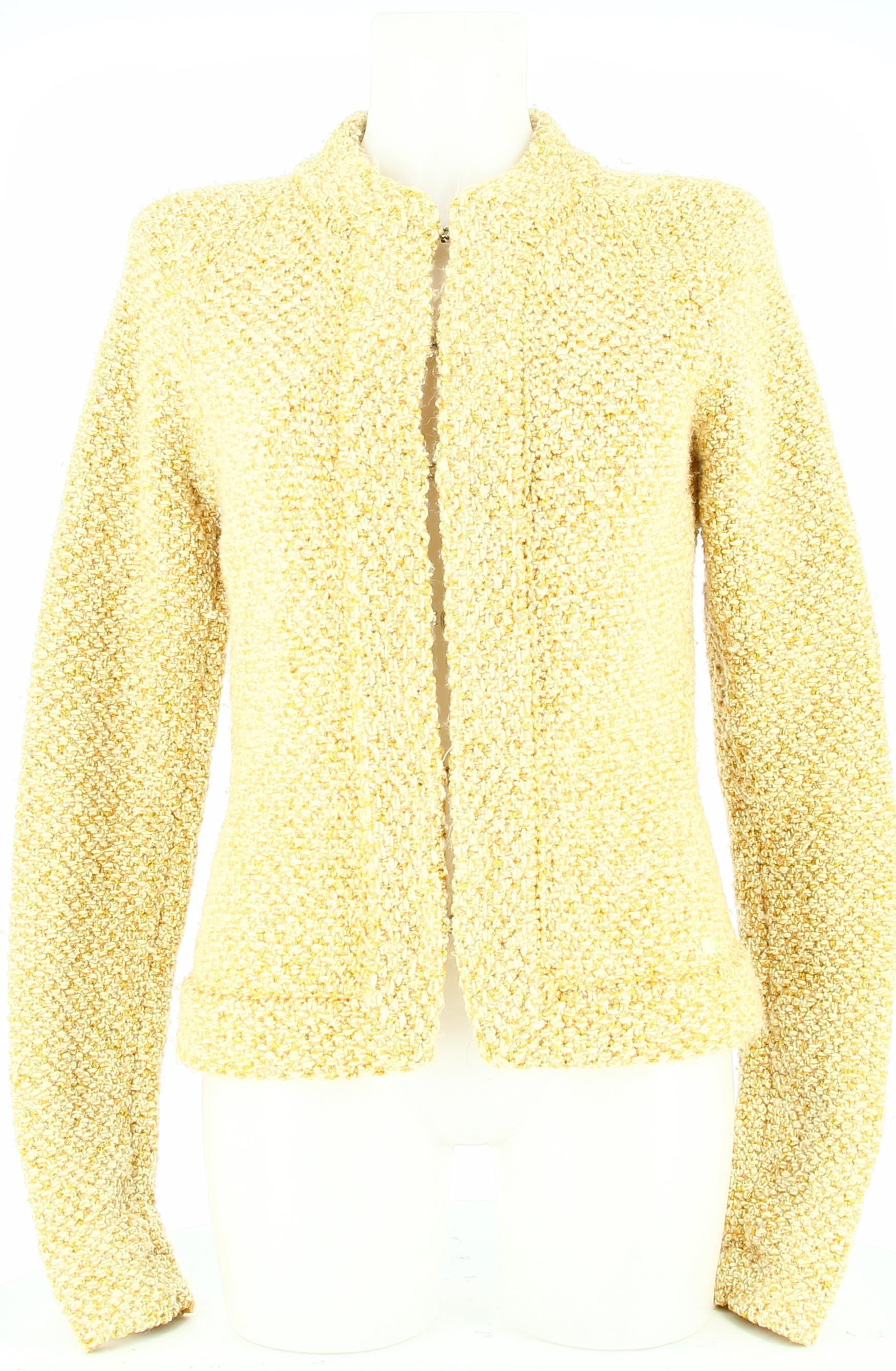 Yellow 1990s Chanel Beige Tweed Jacket