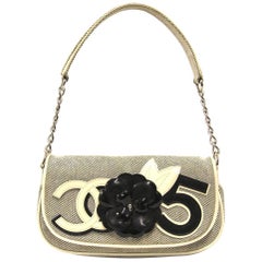 1990s Chanel Black and White Canvas Clutch