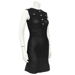 Mid 2000s Chanel Black Boucle Sheer Dress